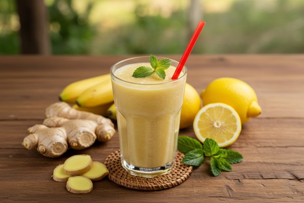 কলা লেবু আদা স্মুদি